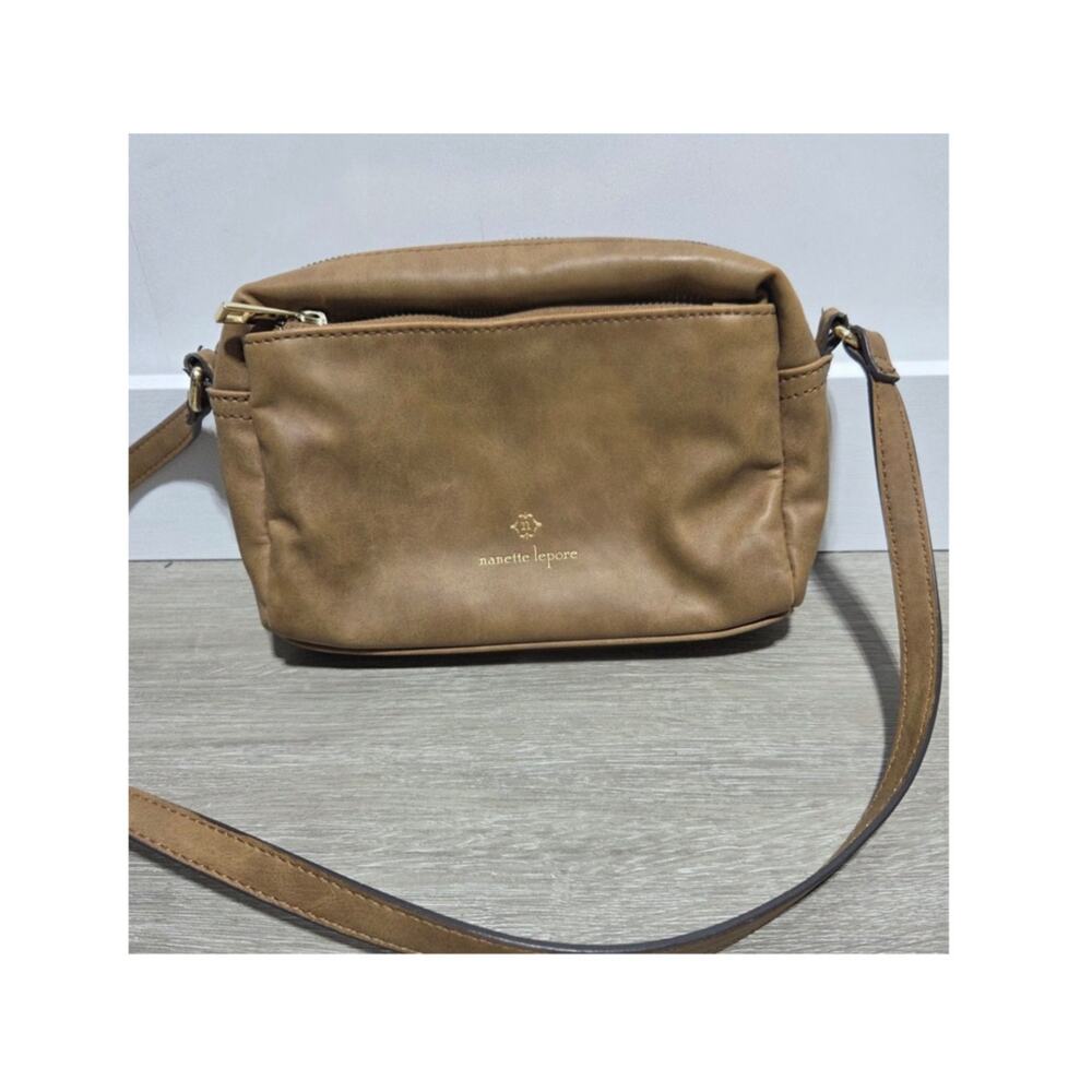Nanette Lapore Tan Vegan Leather Neutral Minimalist Purse